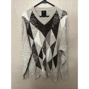 FX‎ Fusion XXL V Neck Argyle Brown Beige Sweater